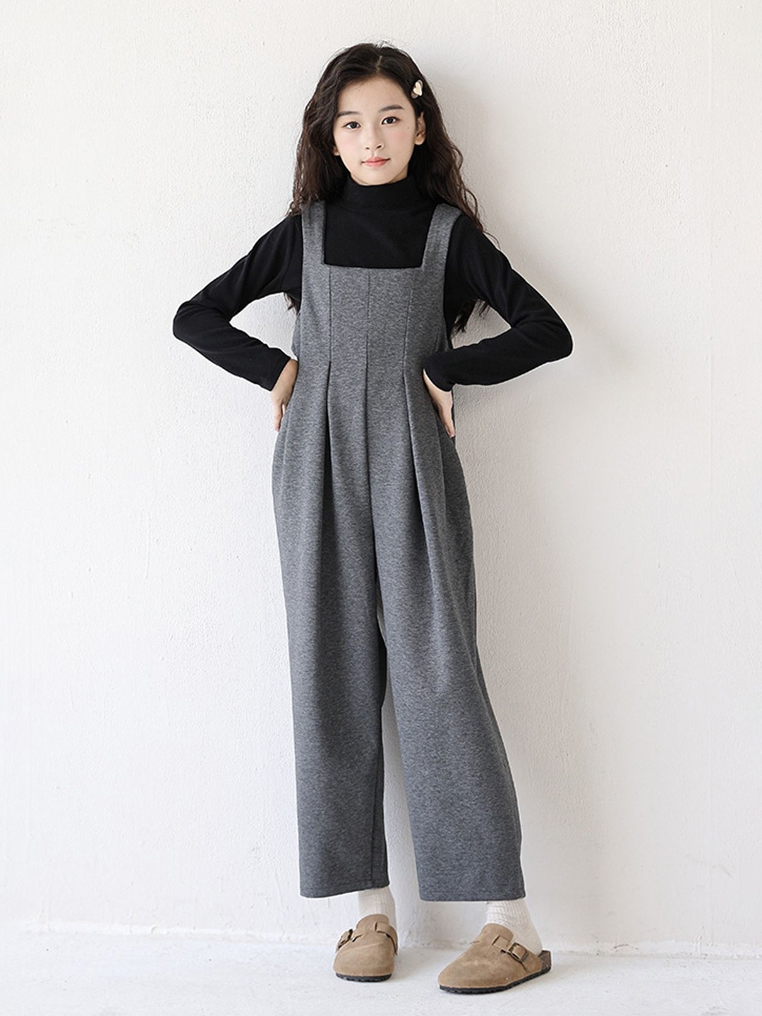 

LULU & SKY Girls Basic Jumpsuit, Grey