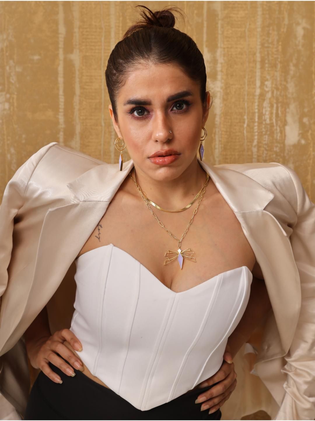 

Varnika Arora Gold-Plated Stone Studded Layered Necklace