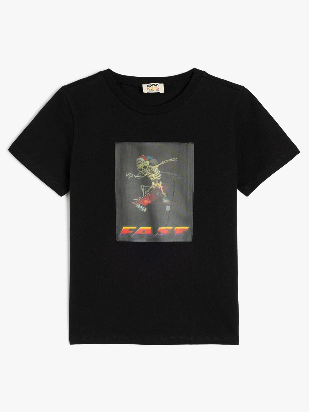 

Koton Boys Graphic Printed Round Neck Cotton T-shirt, Black