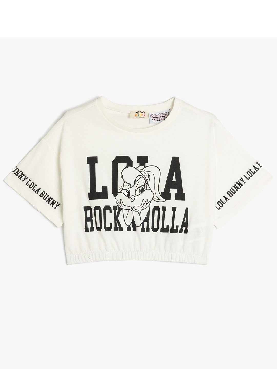 

Koton Girls Typography Printed Round Neck Cotton Bugs Bunny T-shirt, White