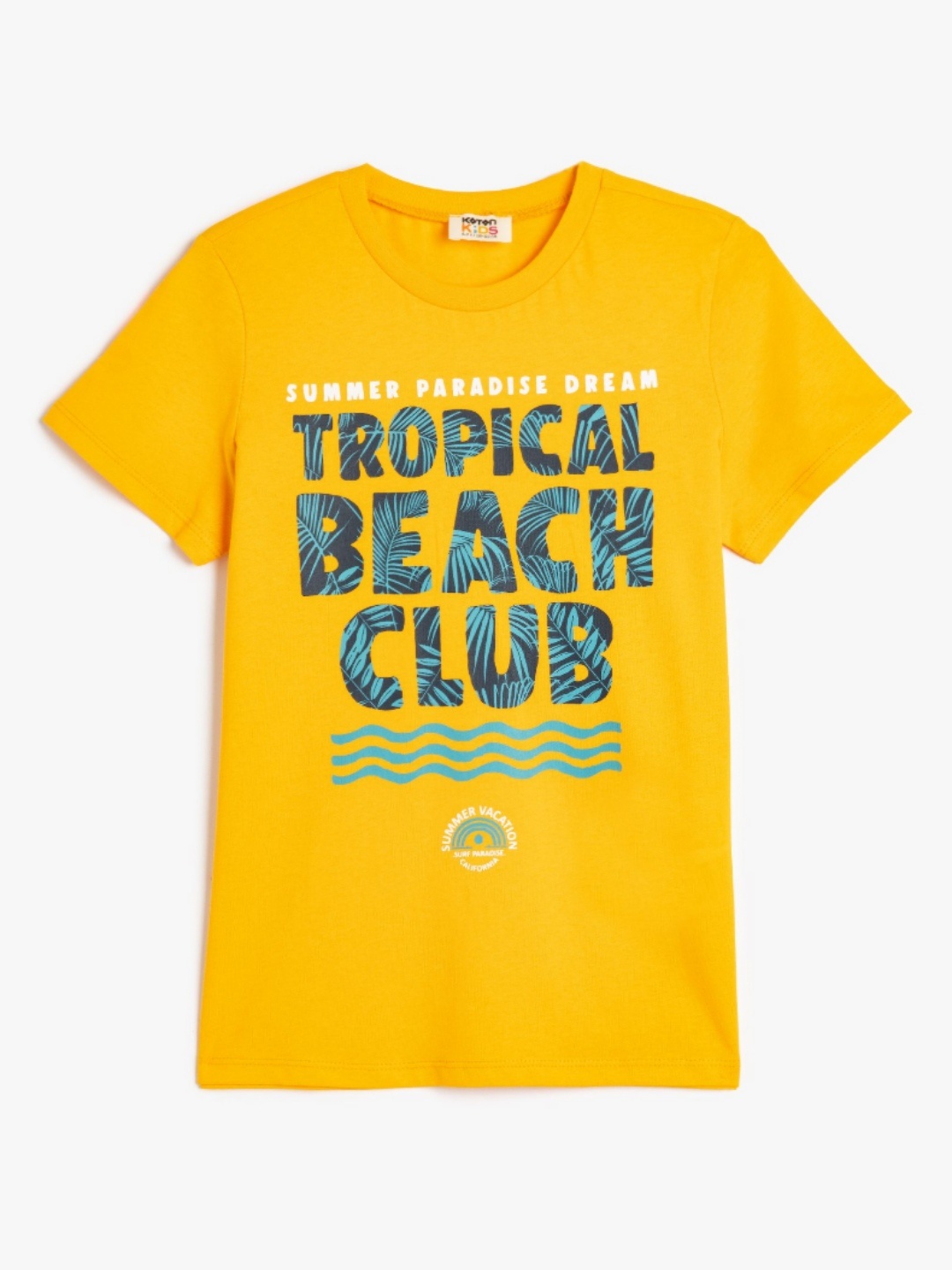 

Koton Boys Typography Printed Round Neck Cotton T-shirt, Mustard