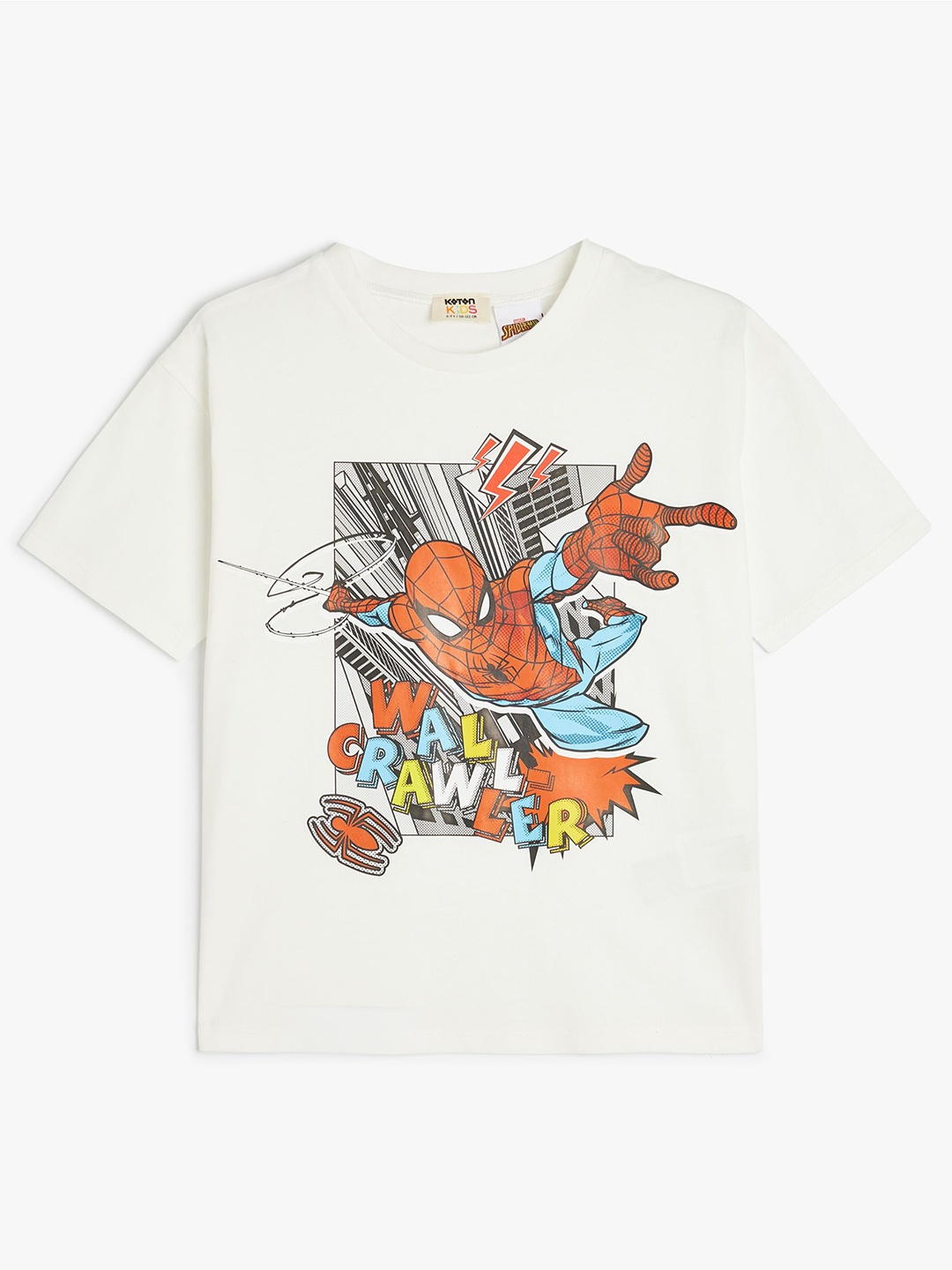 

Koton Boys Graphic Printed Round Neck Cotton Spider-Man T-shirt, White