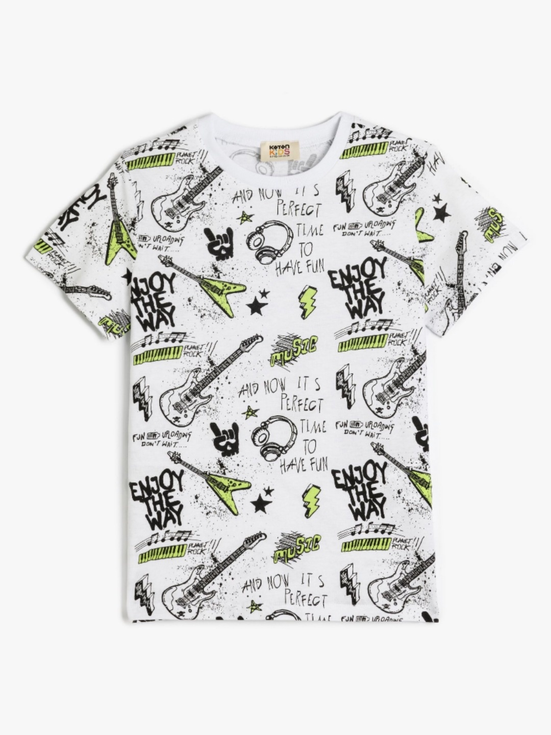 

Koton Boys Conversational Printed Round Neck Cotton T-shirt, White