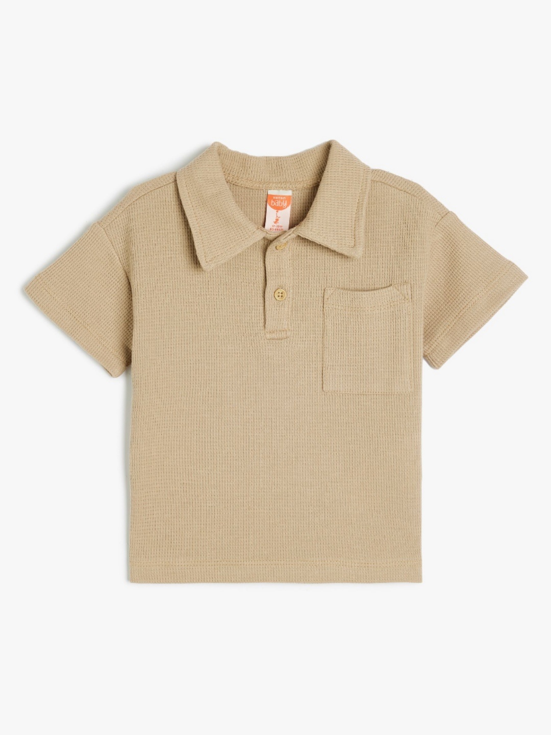 

Koton Boys Solid Polo Collar Cotton T-shirt, Beige