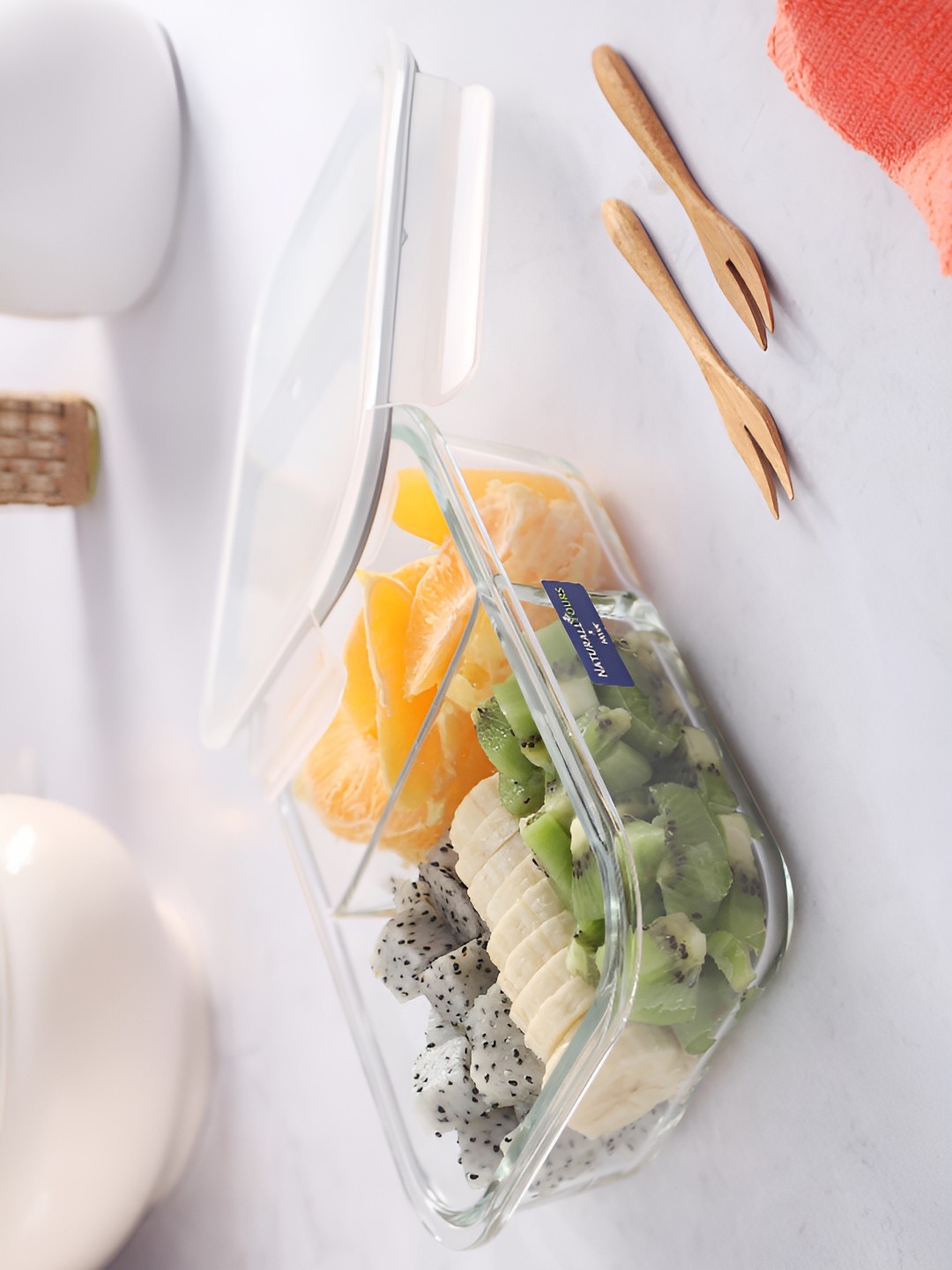 

NATURALLY YOURS Transparent Glass Easy to Clean Fridge Container 980 ml