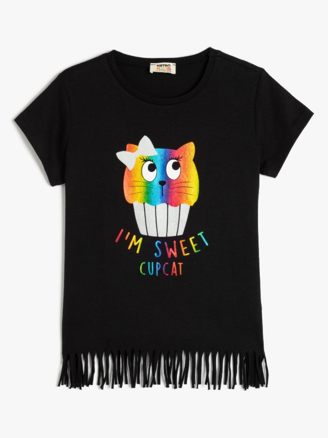 

Koton Girls Graphic Printed Round Neck Cotton T-shirt, Black