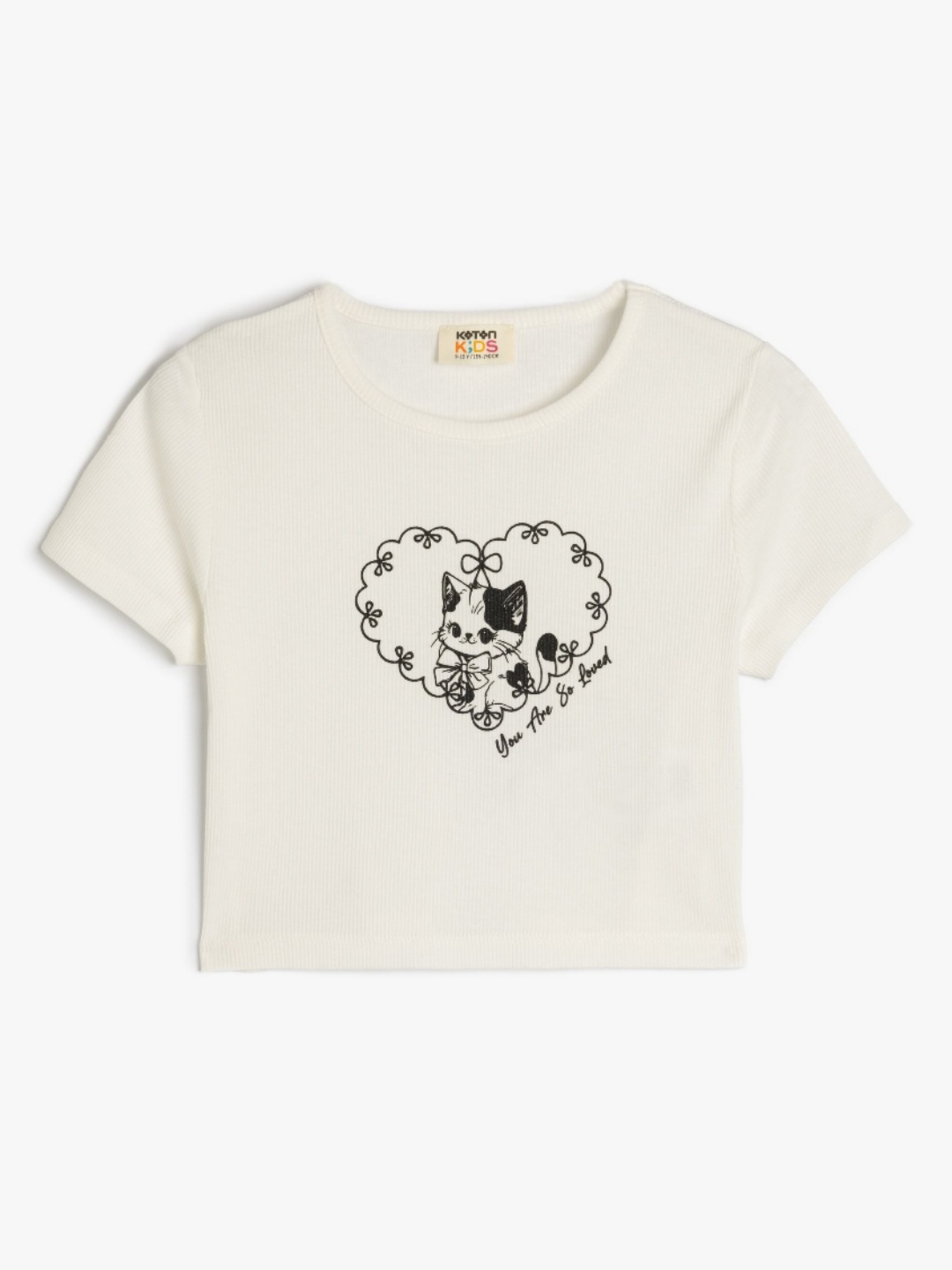 

Koton Girls Graphic Printed Round Neck Cotton T-shirt, Beige