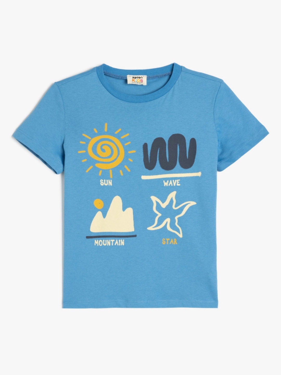 

Koton Boys Graphic Printed Round Neck Cotton T-shirt, Blue