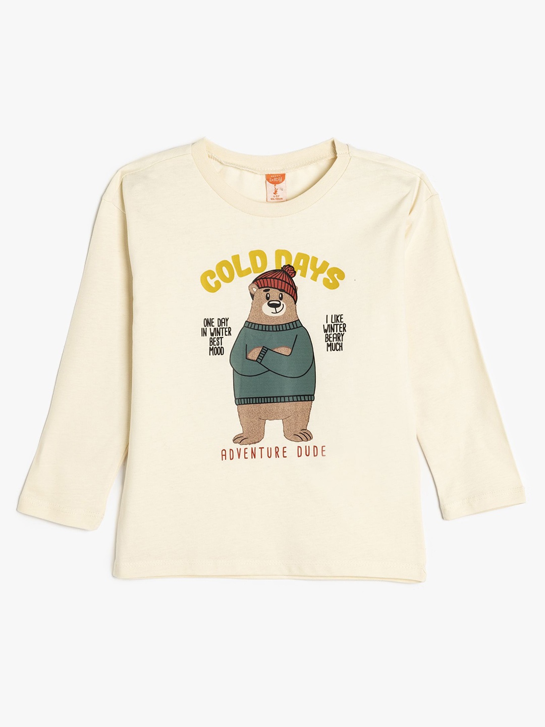

Koton Boys Graphic Printed Round Neck Cotton T-shirt, Beige