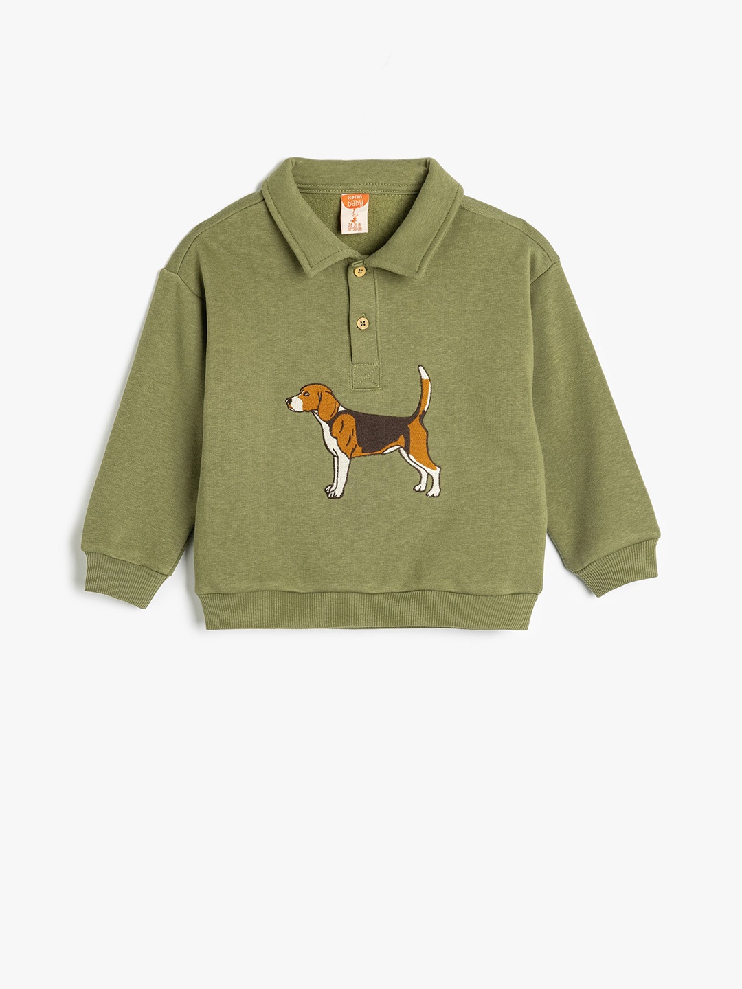 

Koton Boys Shirt Collar Regular Sweatshirt, Olive