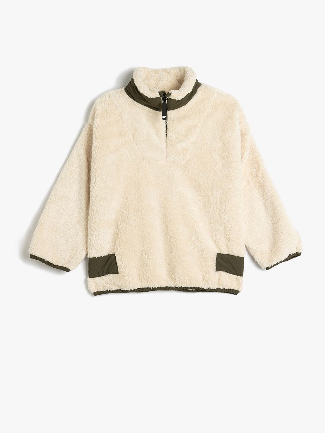 Koton Boys Mock Collar Sweatshirt, Beige