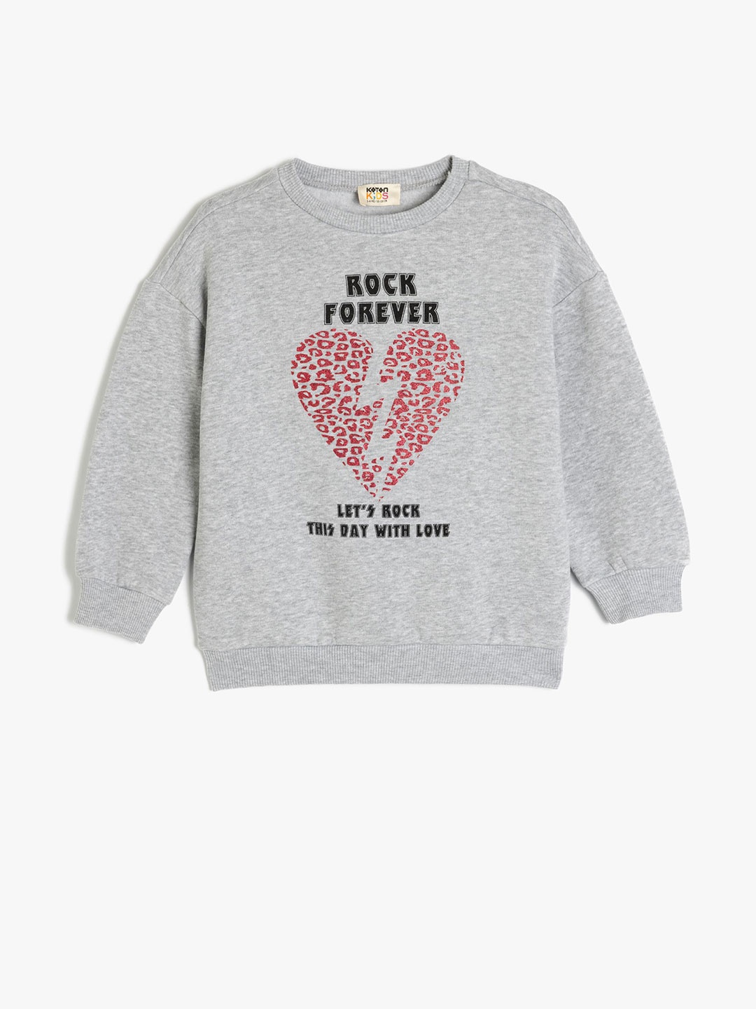 

Koton Girls Typography Printed Pure Cotton Sweatshirt, Grey
