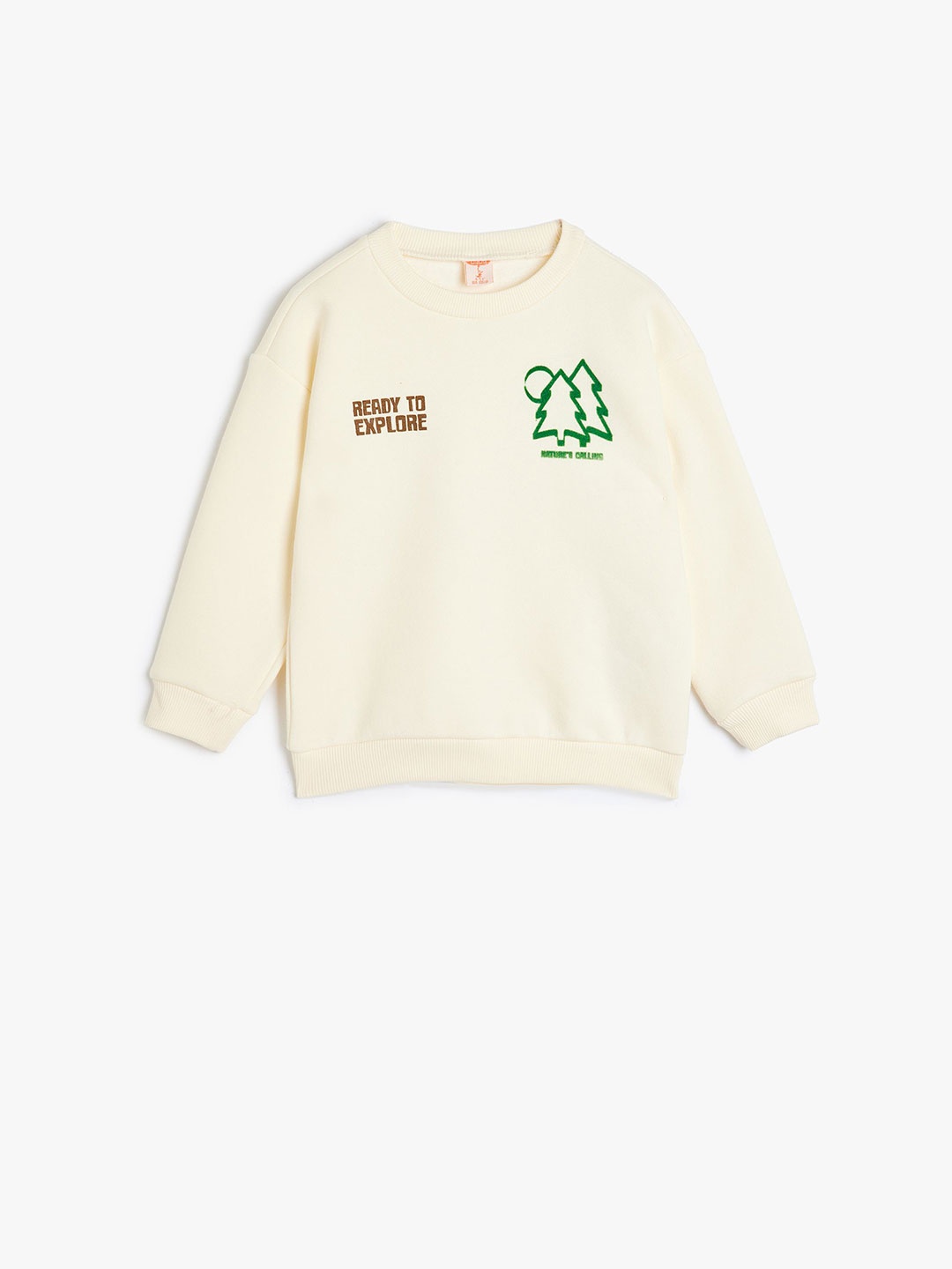 

Koton Boys Printed Round Neck Pullover Cotton Sweatshirt, Beige