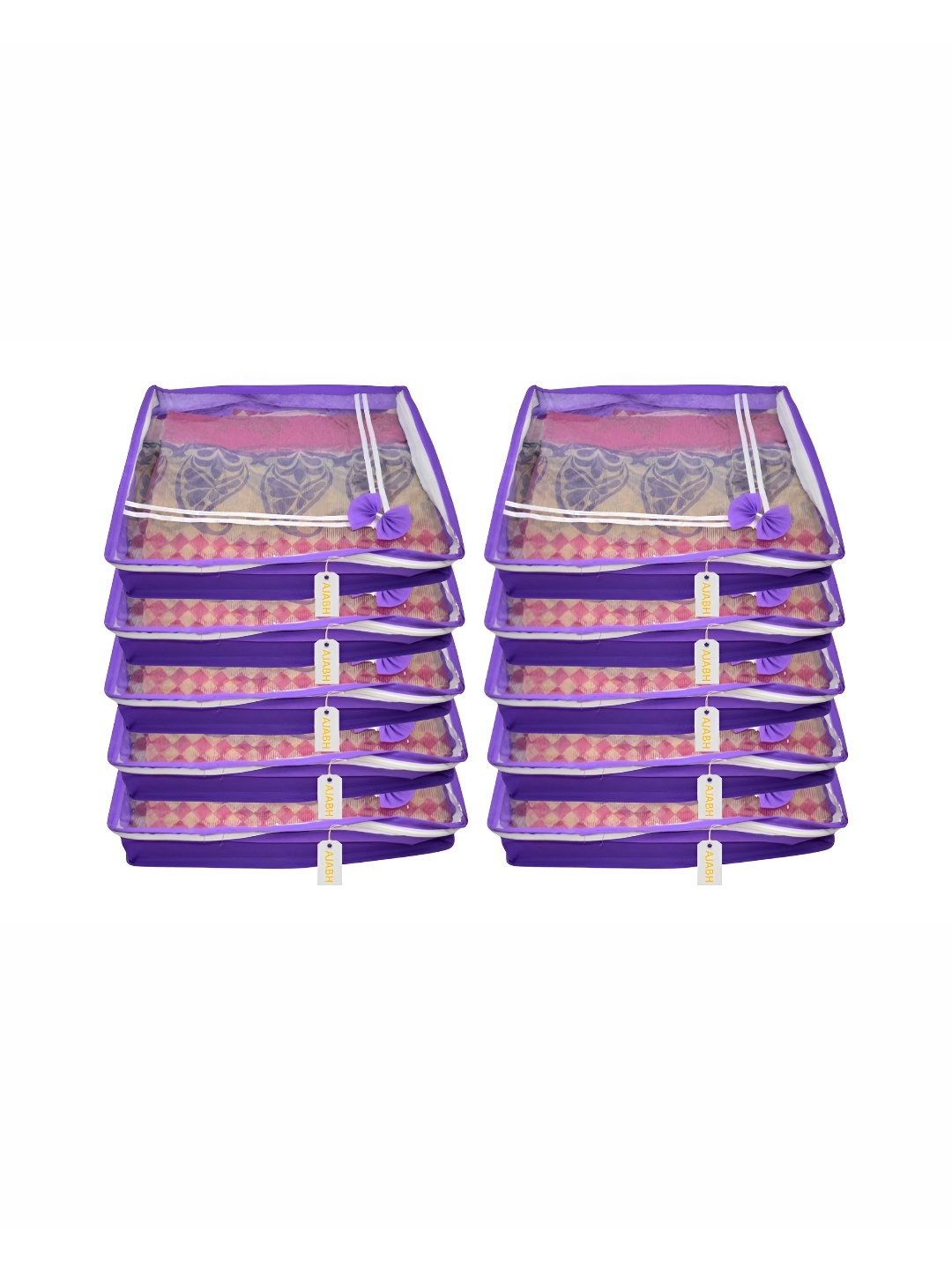 

Ajabh Purple & White 10 Pieces Non-Woven Multi-Utility Organisers