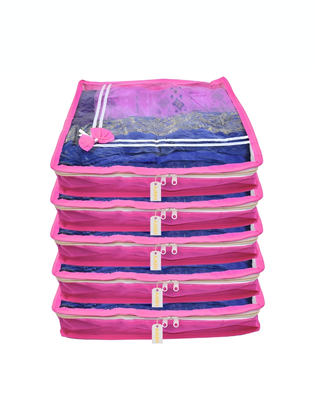 

Ajabh Pink & White 5 Pieces Non-Woven Multi-Utility Organisers