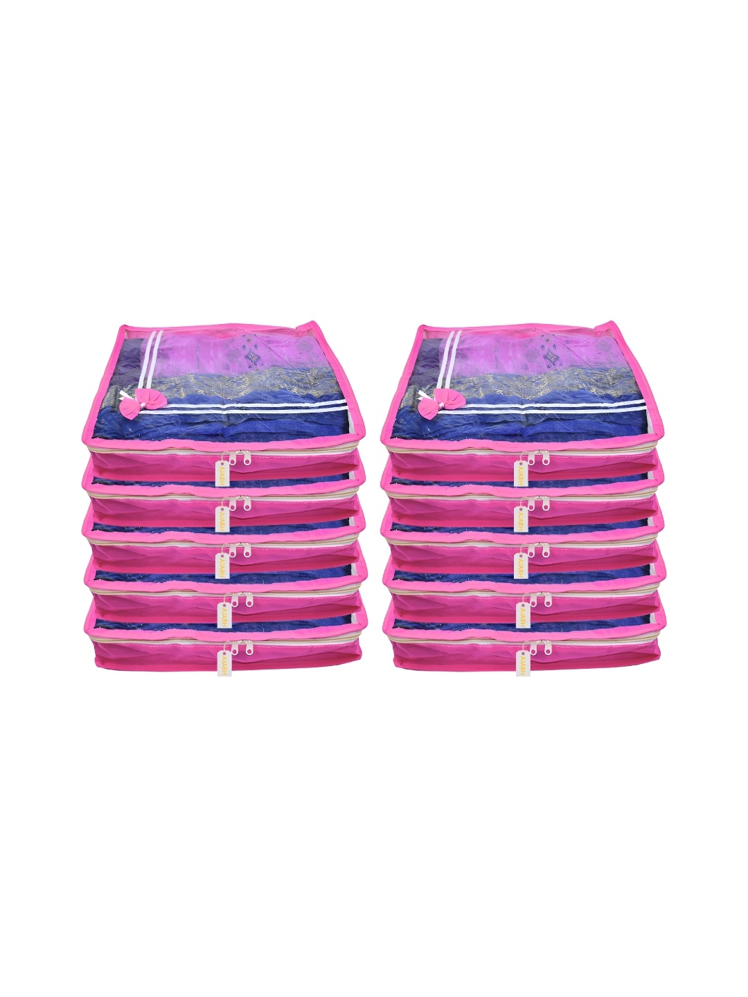 

Ajabh Pink & White 10 Pieces Non-Woven Multi-Utility Organisers