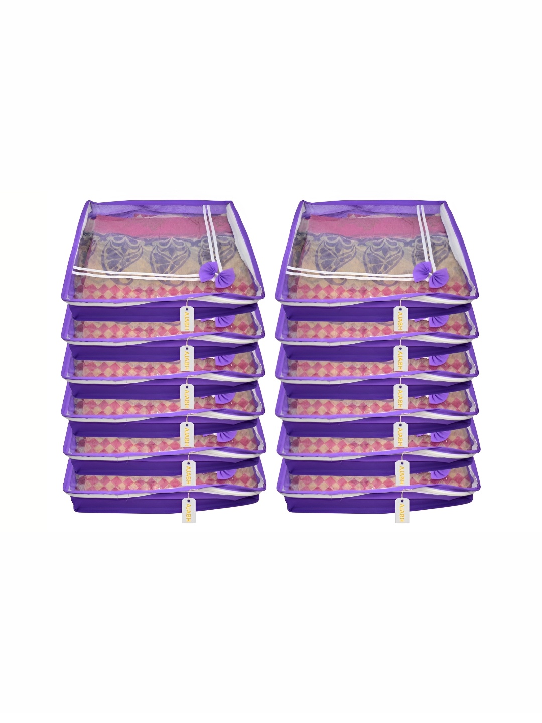 

Ajabh Purple & White 12 Pieces Non-Woven Multi-Utility Organisers