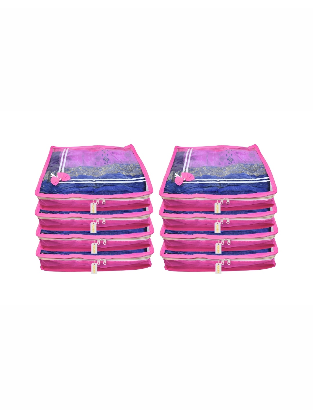 

Ajabh Pink & White 8 Pieces Non-Woven Multi-Utility Organisers