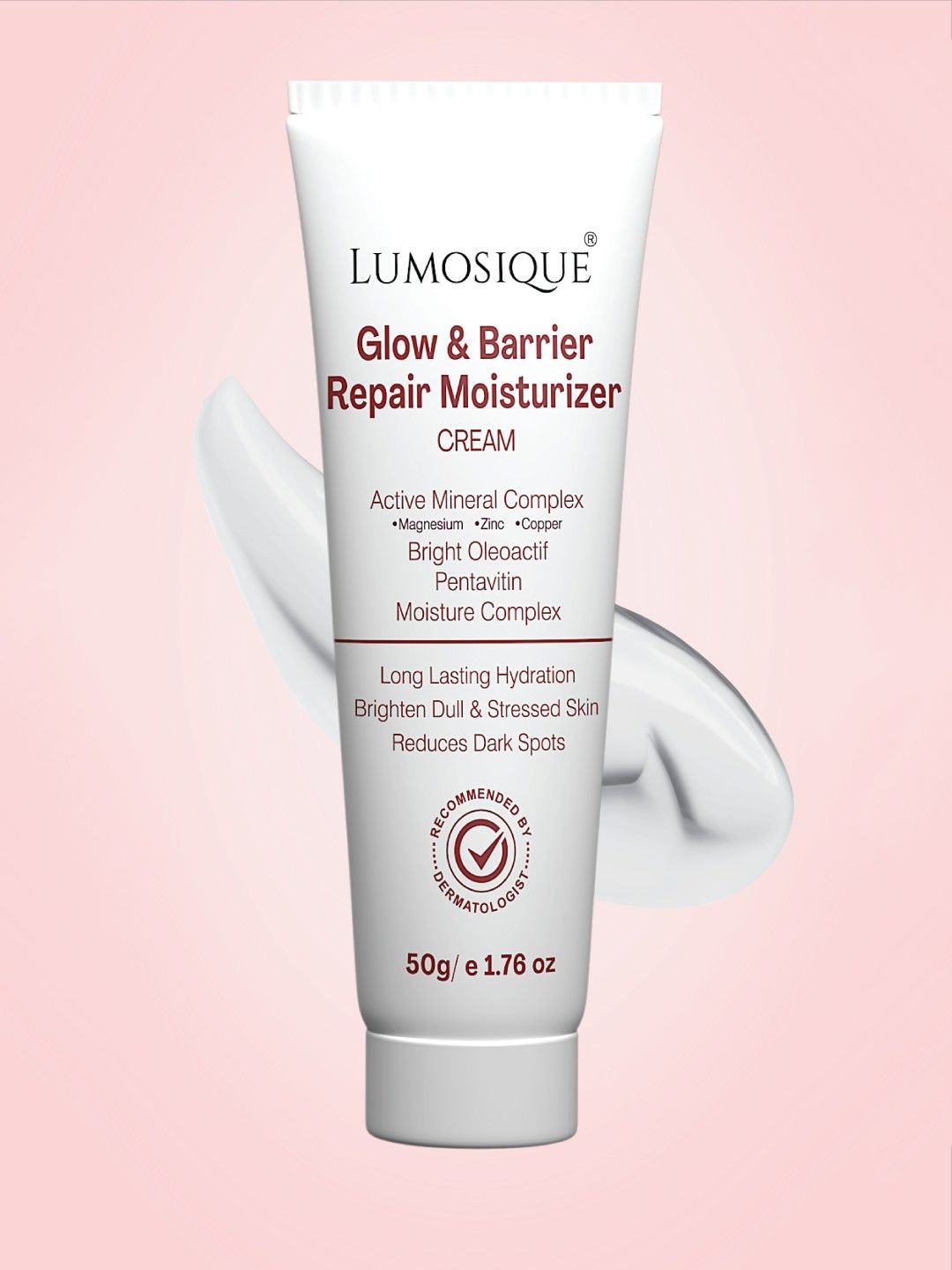 

LUMOSIQUE Glow & Barrier Repair Moisturizer Cream With Active Mineral Complex - 50 ml, Rose gold