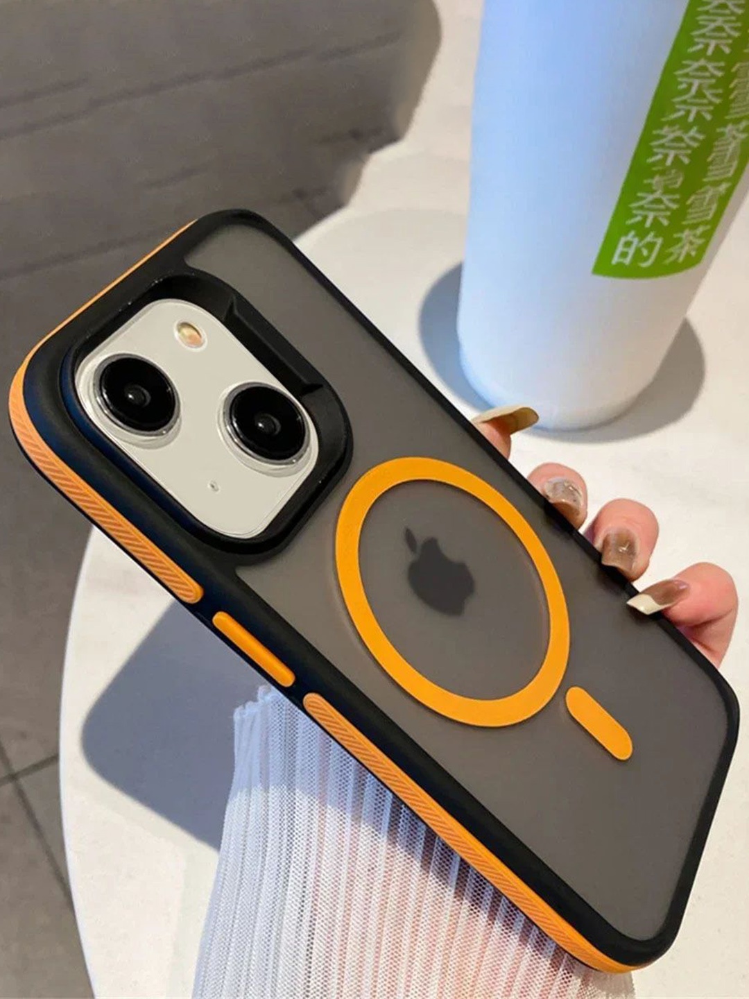 

Luxury Kase Solid iPhone 15 Plus Back Case, Orange
