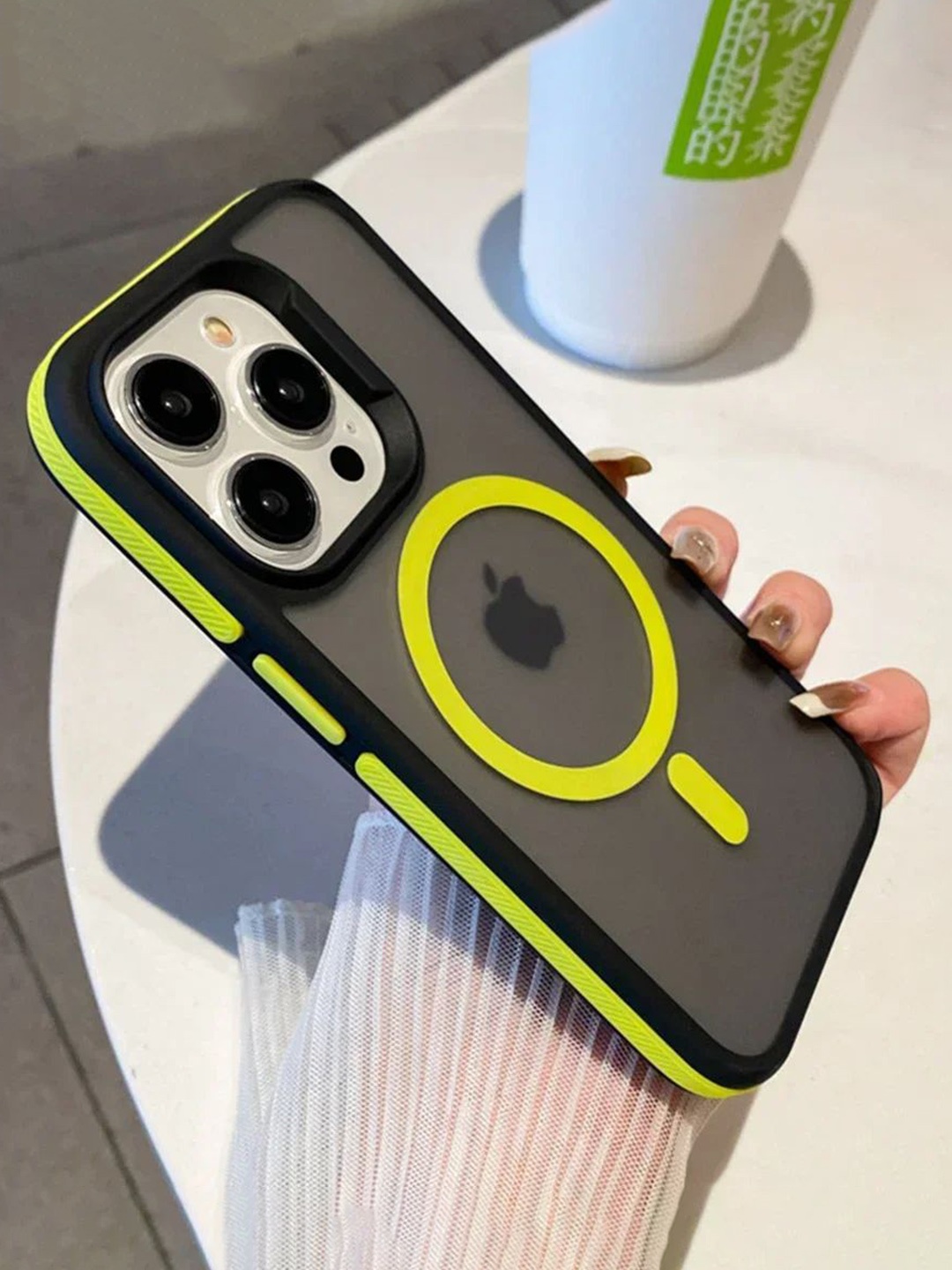 

Luxury Kase Solid iPhone 14 Pro Back Case, Fluorescent green