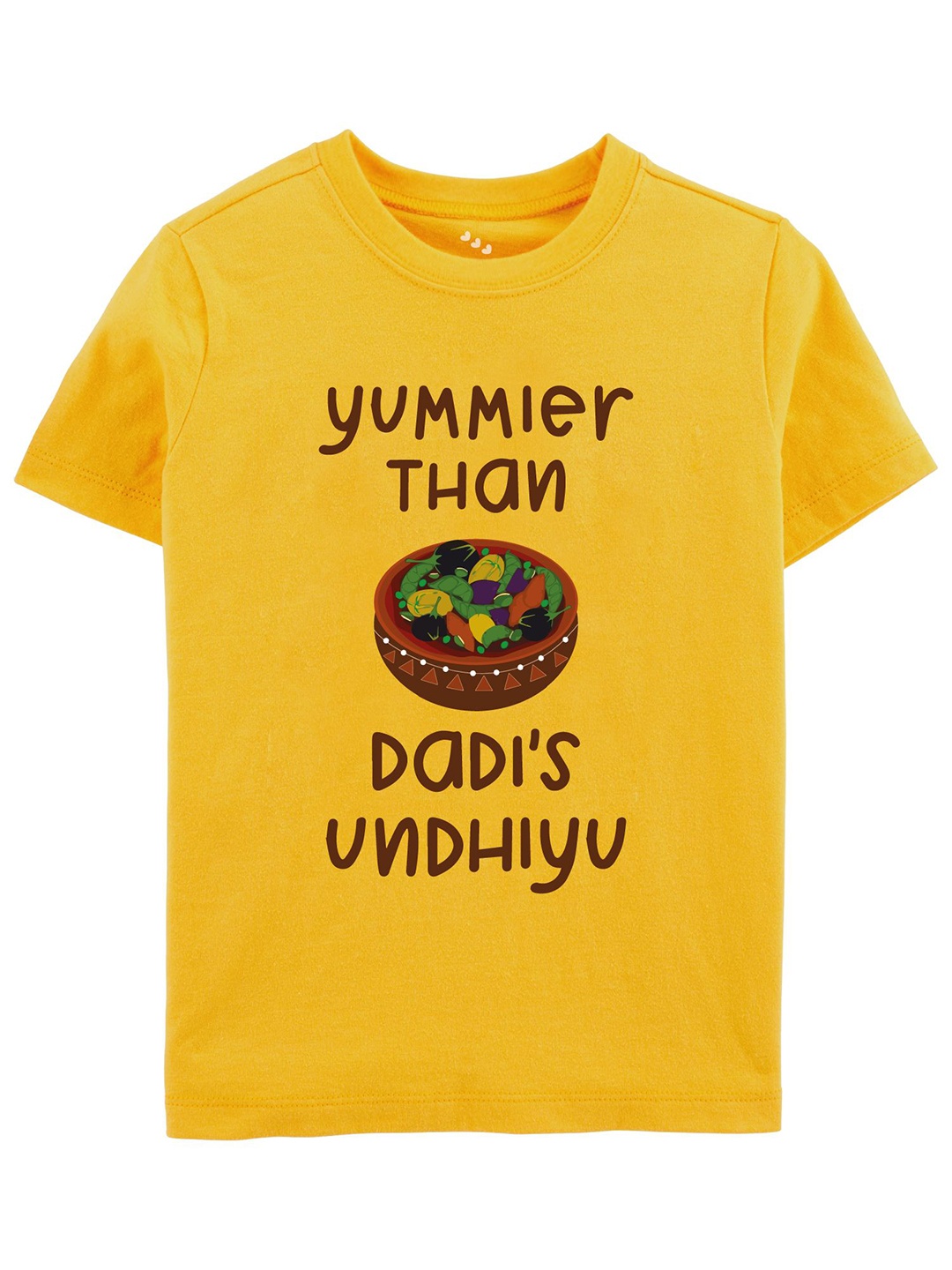 

Zeezeezoo Unisex Kids Typography Printed Round Neck Cotton T-shirt, Mustard