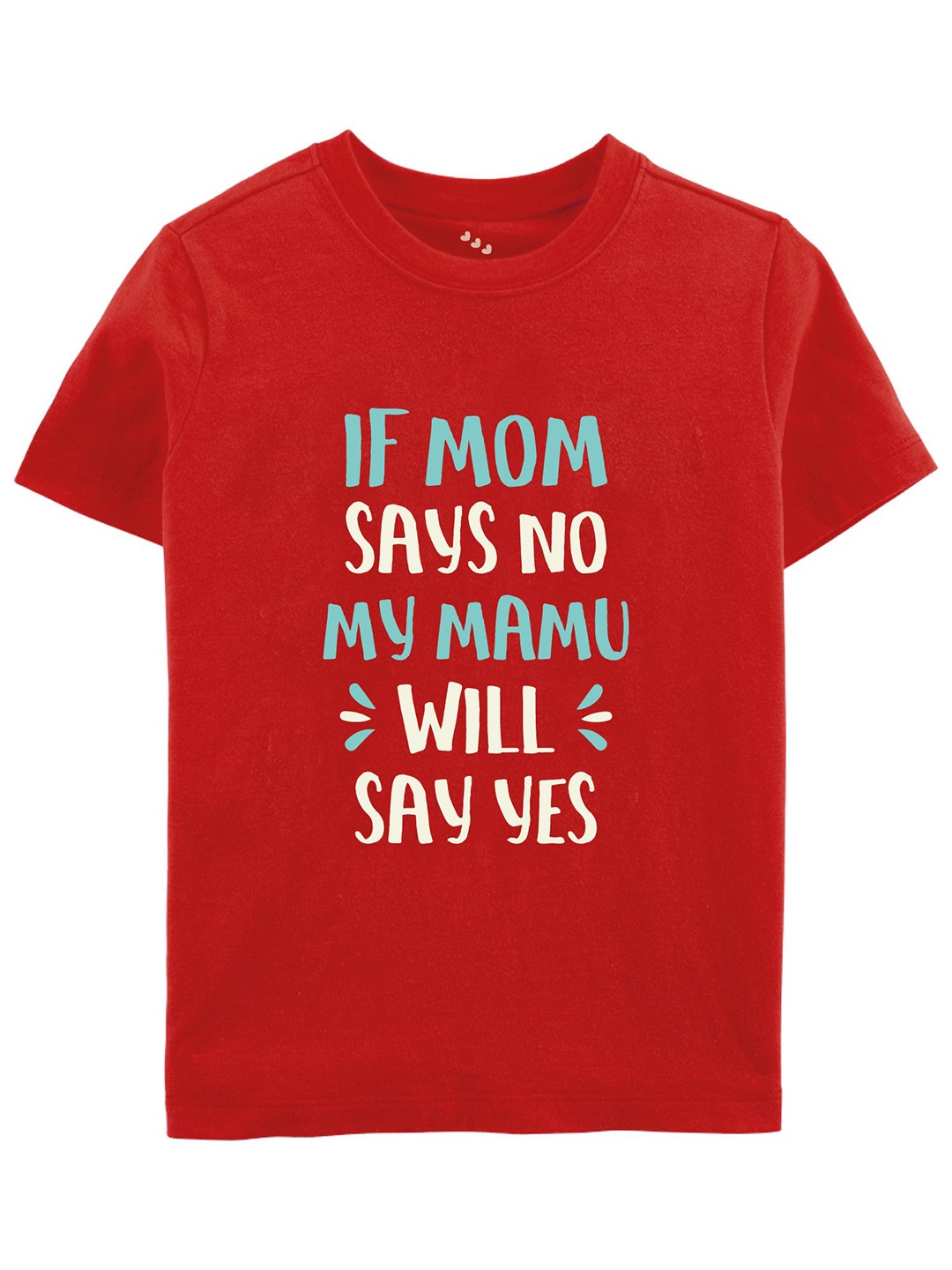 Zeezeezoo Unisex Kids Typography Printed Round Neck Cotton T-shirt, Red