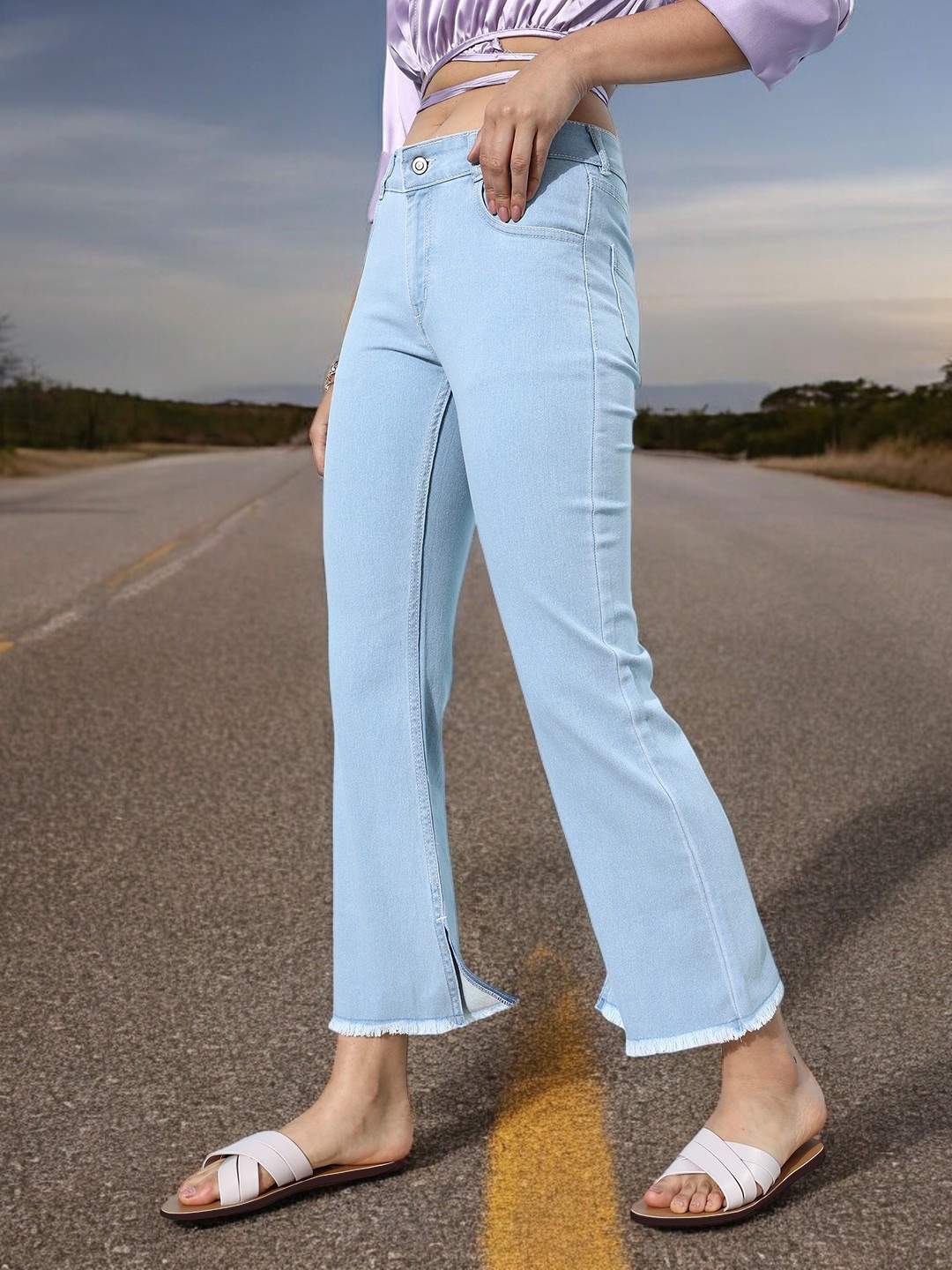 

DressBerry Women High-Rise Stretchable Bootcut Jeans, Blue