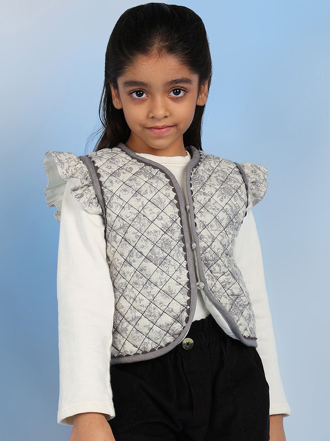 

BAESD Girls Printed Cotton Sleeveless Waistcoat, Grey