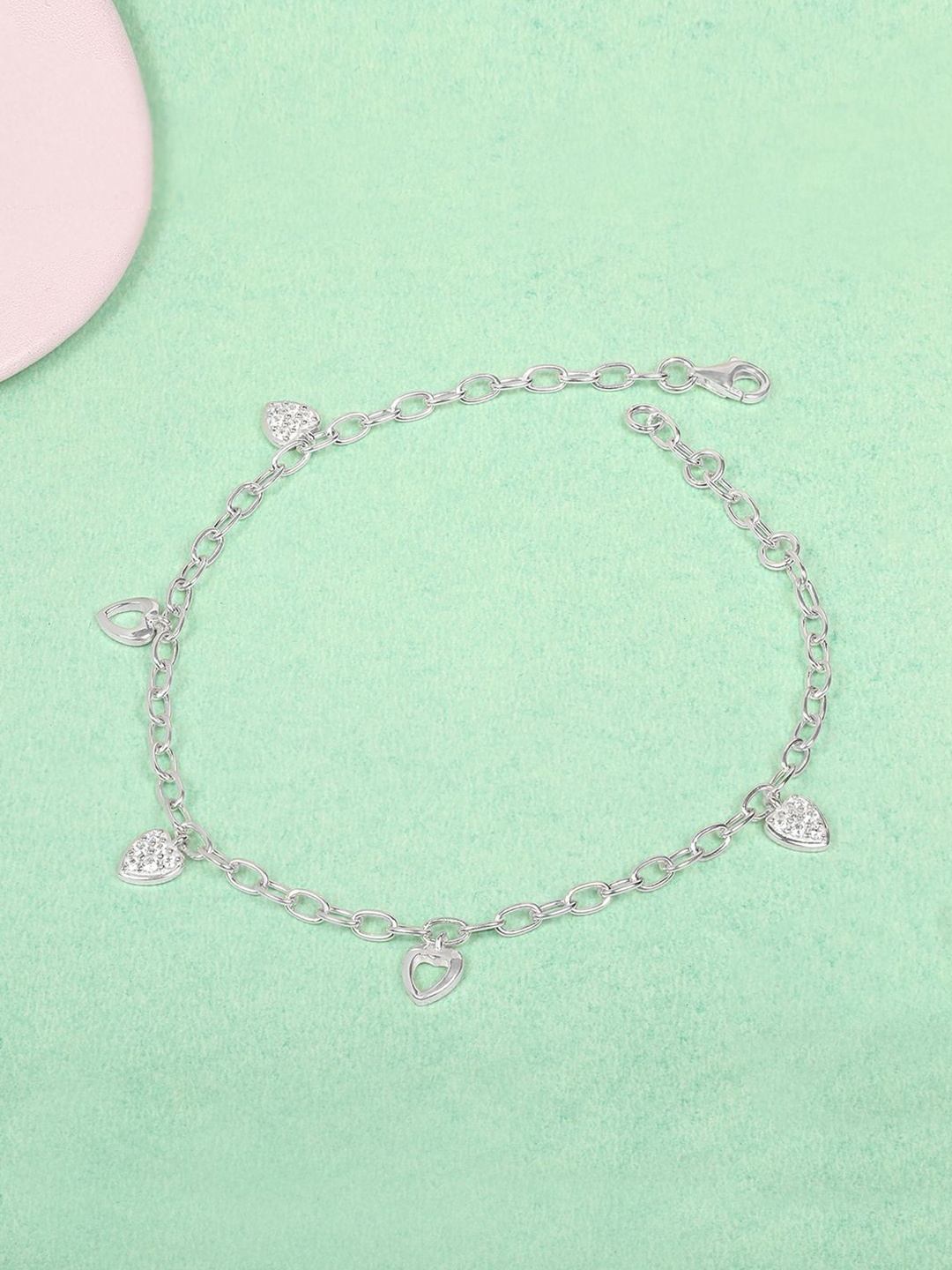 

Mia by Tanishq Silver-Plated Cubic Zirconia Charm Bracelet