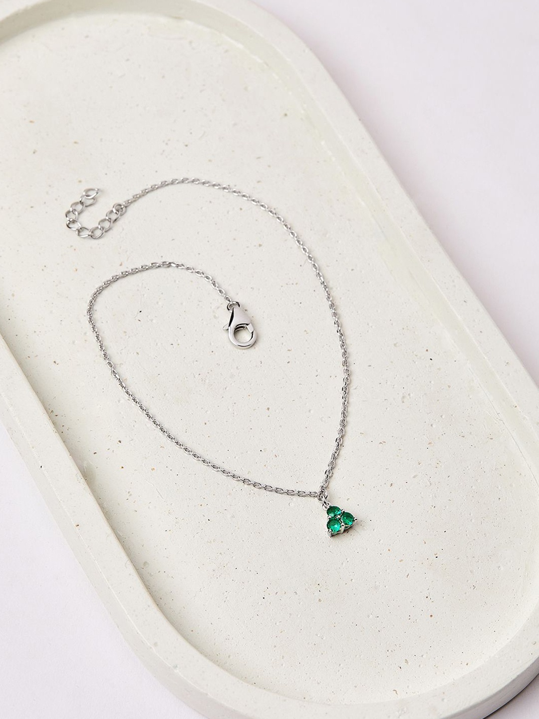 

Mia by Tanishq Silver-Plated Artificial Stones and Beads Beaded Anklet