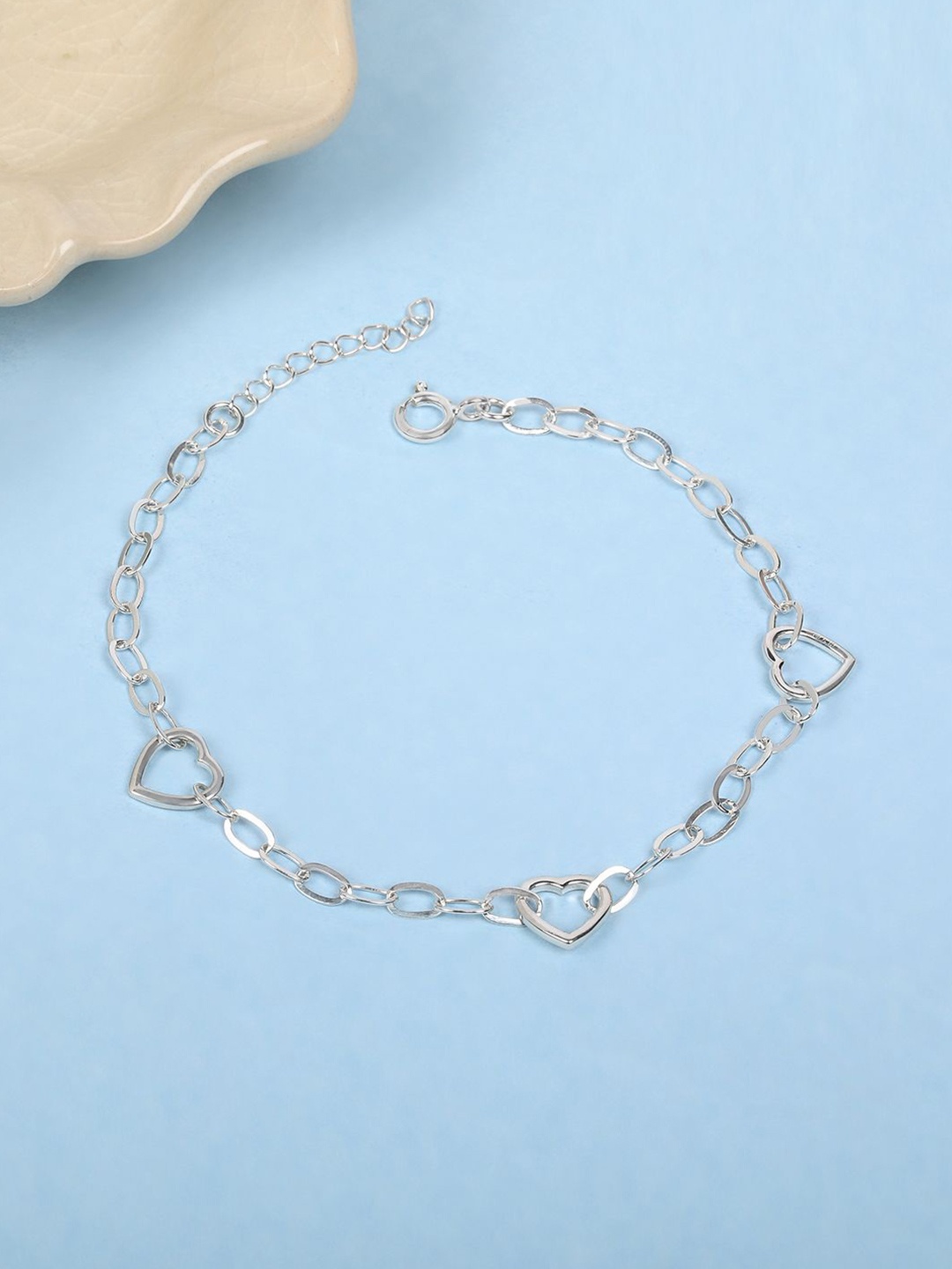 

Mia by Tanishq 93 Kt 925 Sterling Silver-Plated Love Links Anklet