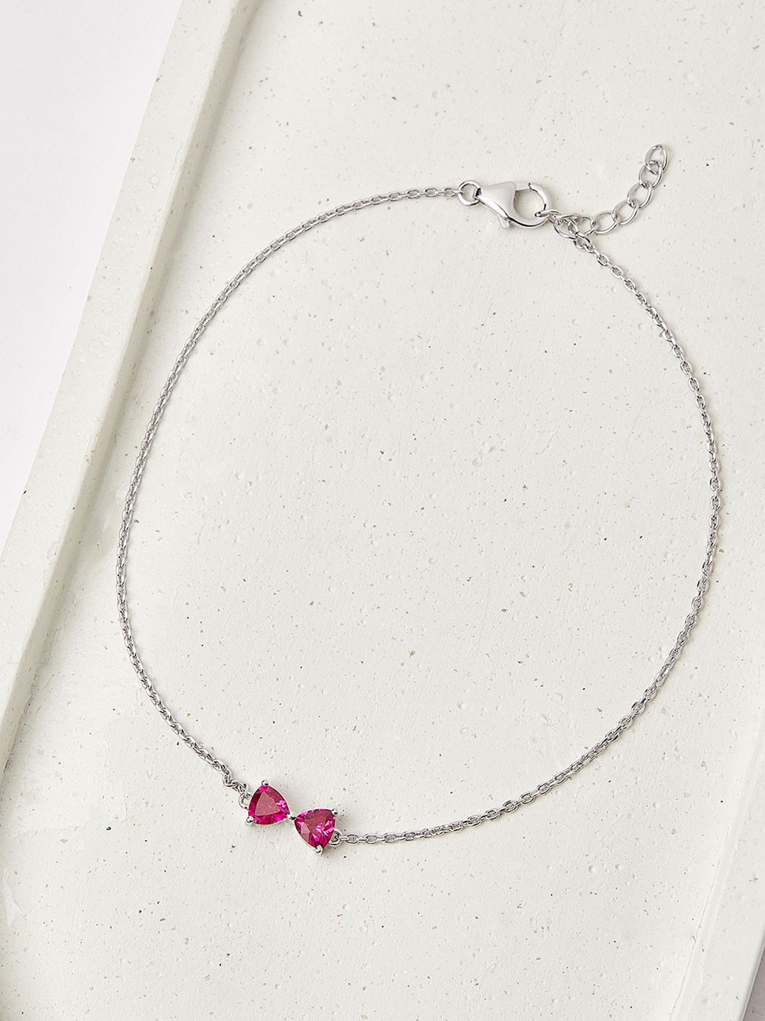 

Mia by Tanishq Silver-Plated Cubic Zirconia Studded Charm Anklet