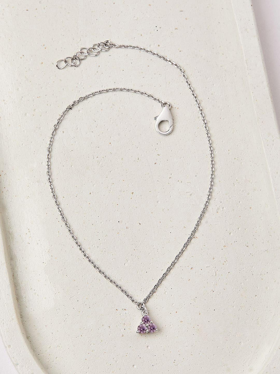 

Mia by Tanishq 93Kt Silver Silver-Plated Stones Studded Vibrant Sparkly Anklet