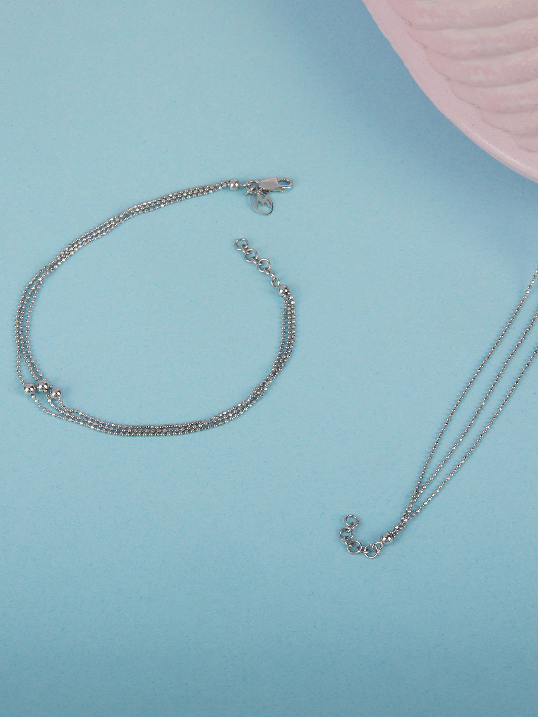 

Mia by Tanishq Triple Bead 93kt Silver Plated Anklet