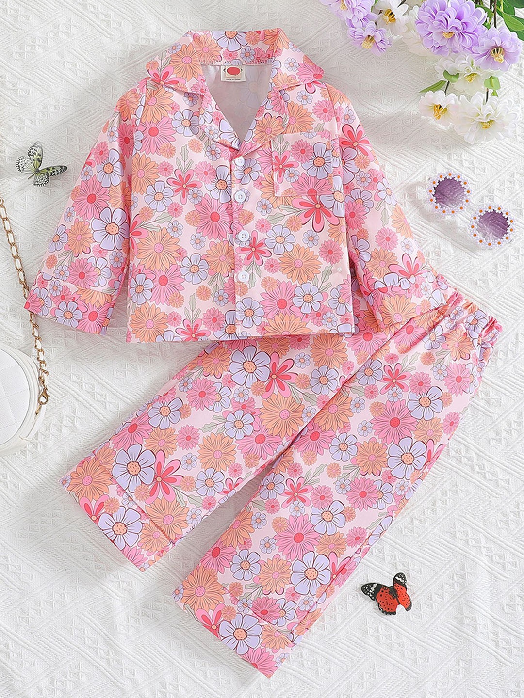 

LULU & SKY Girls Printed Night suit, Pink