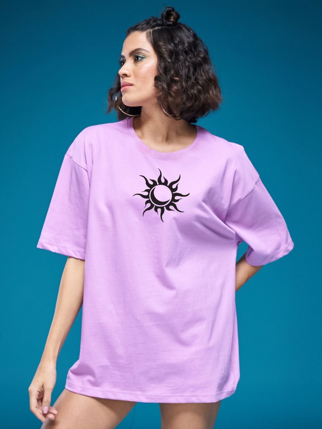 

SMARTEES Women Graphic Printed Oversized T-shirt, Lavender