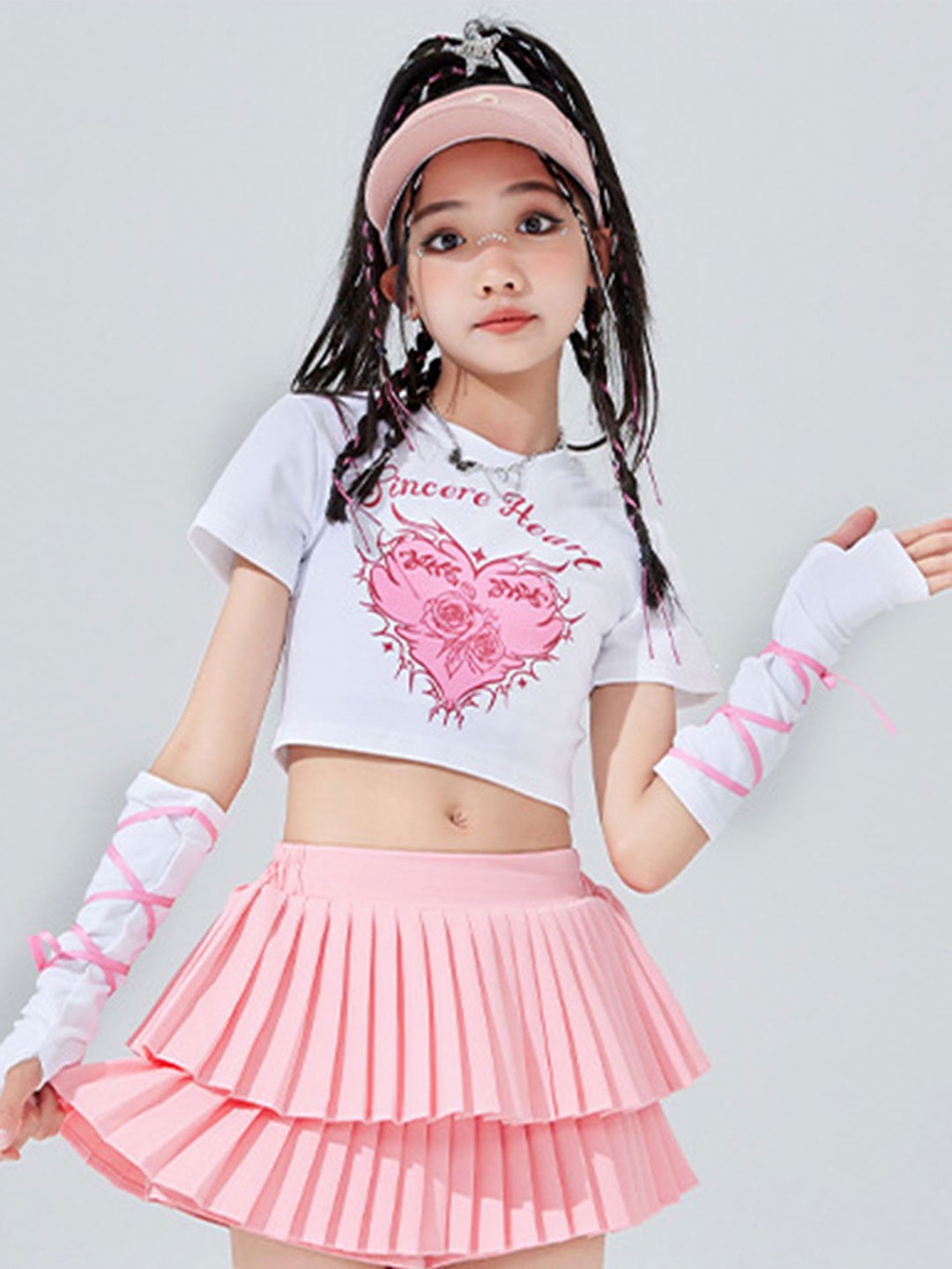 

LULU & SKY Girls Graphic Printed crop Top, White