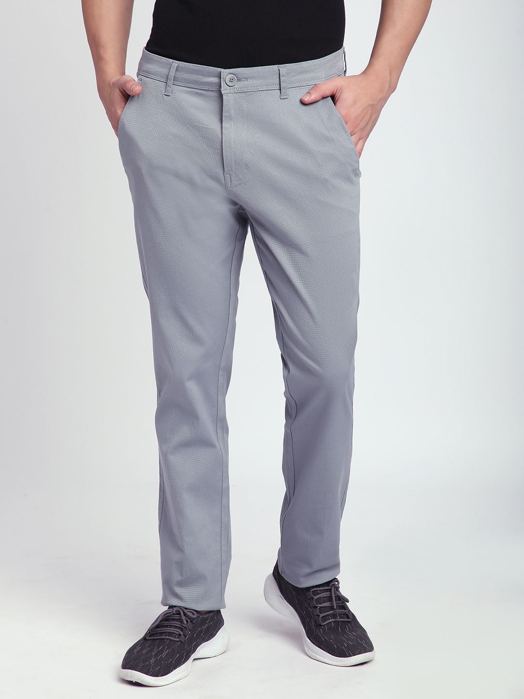 

R&B Men Slim Fit Chinos Trousers, Green
