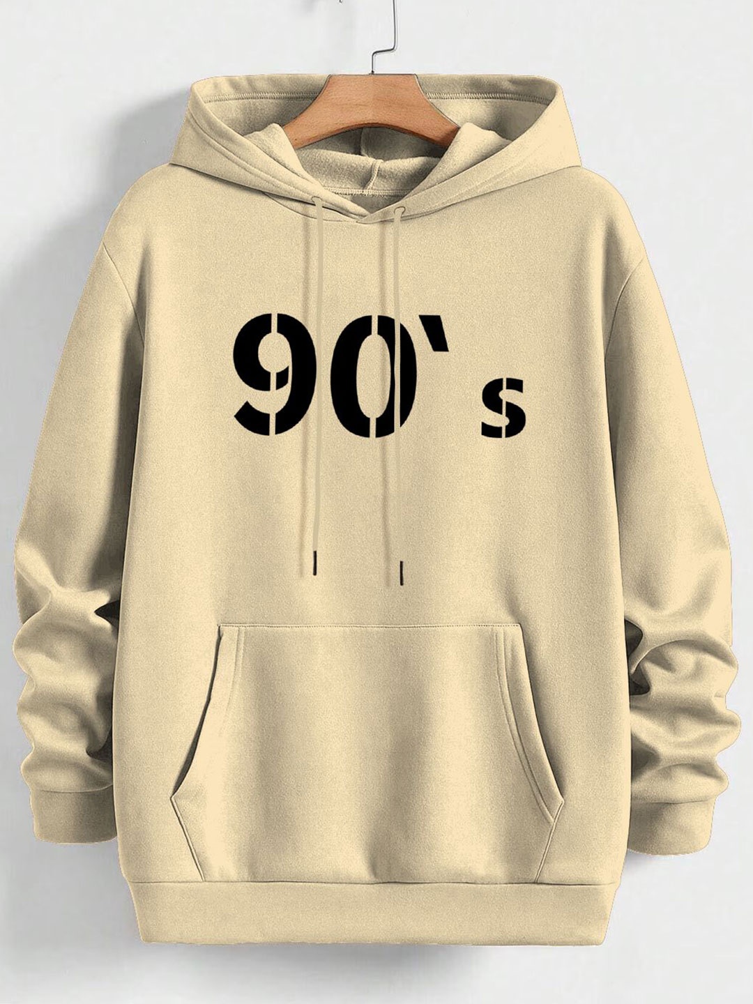 TOGS & TERRE Women Printed Hooded Sweatshirt, Cream