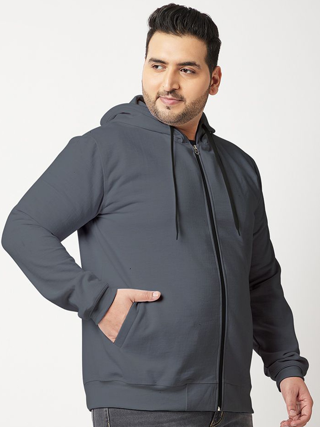 

Wear Your Opinion Men Plus Size Zipper Hoodie Sweatshirt, Grey