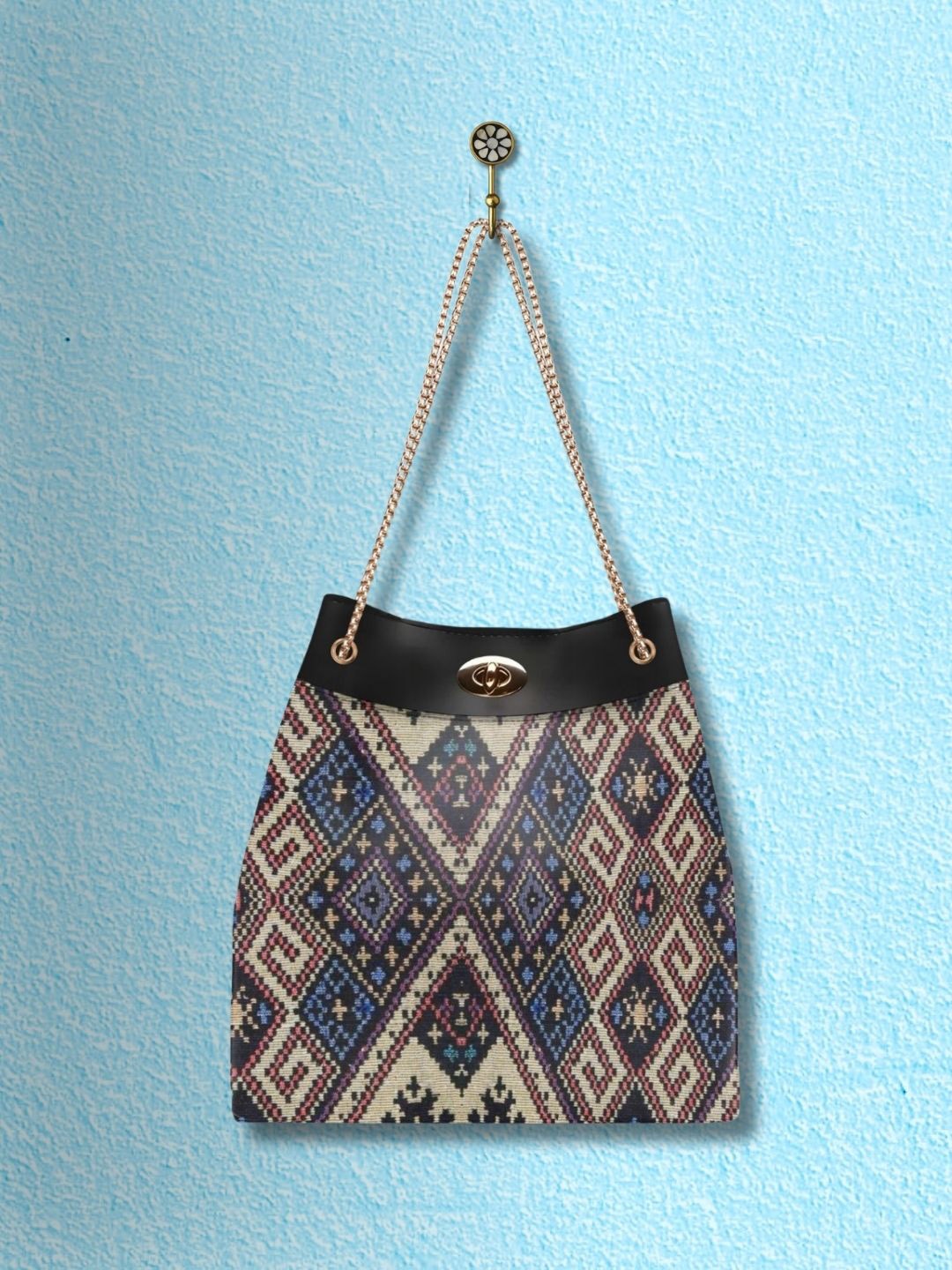 

LIKE STYLE Women Geometric Printed Shopper Handheld Bag, Grey