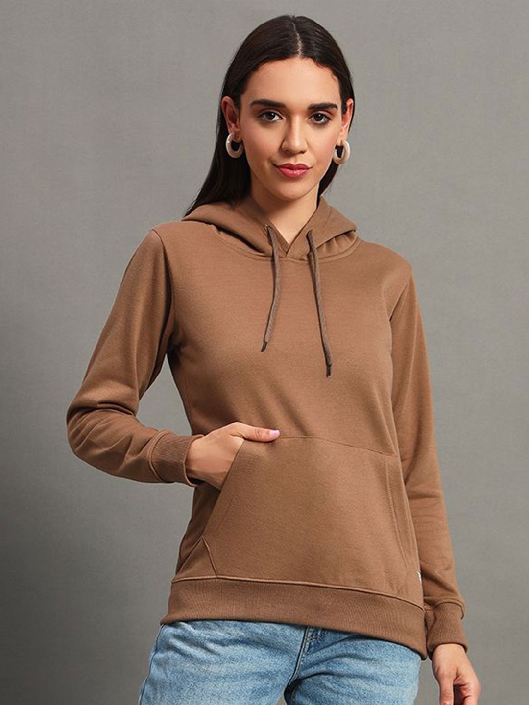 RISS Women Hooded Sweatshirt, Brown