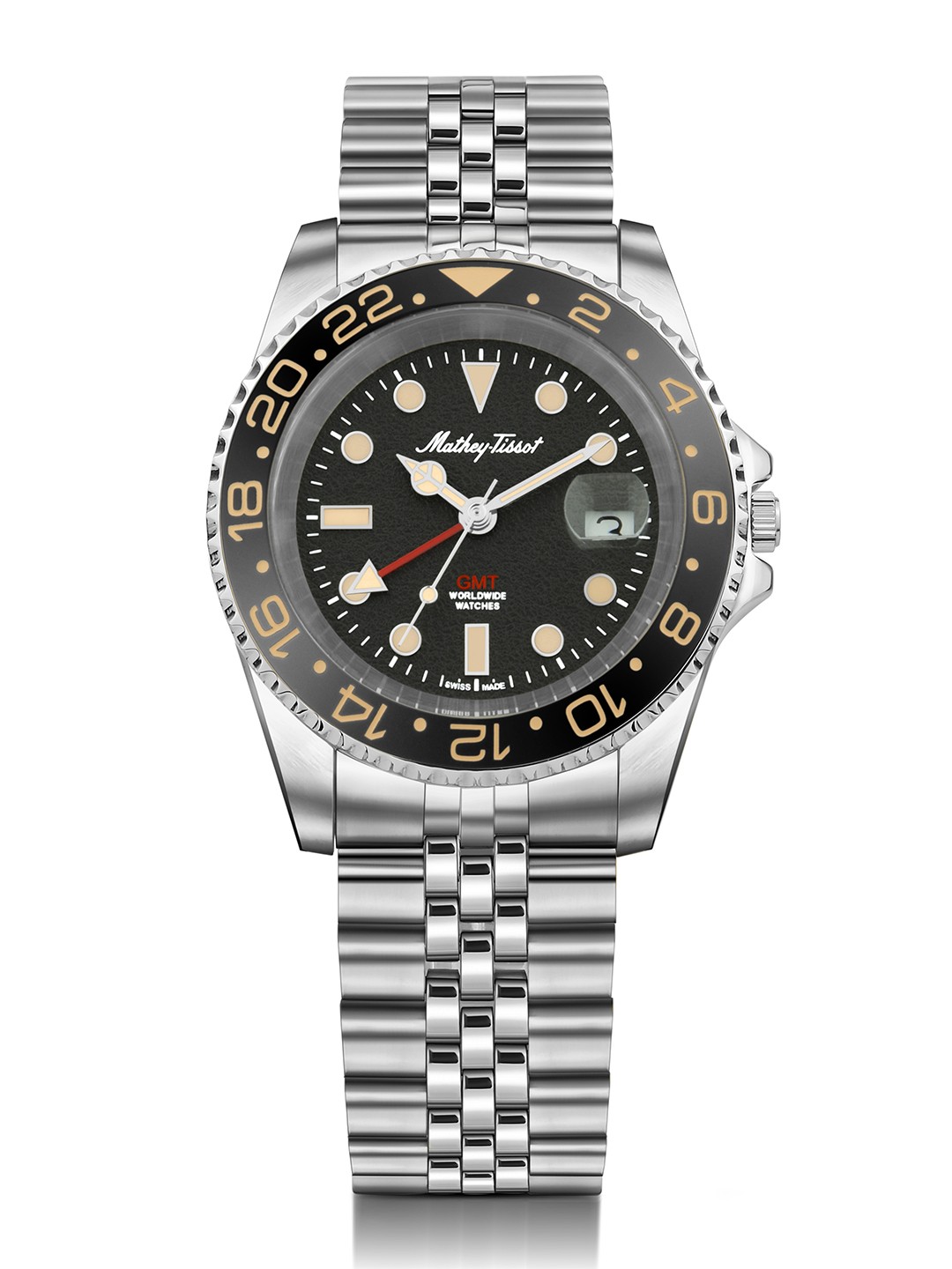 

Mathey-Tissot Swiss Made Vintage GMT Black Dial Analog Watch For Men - H903ANC