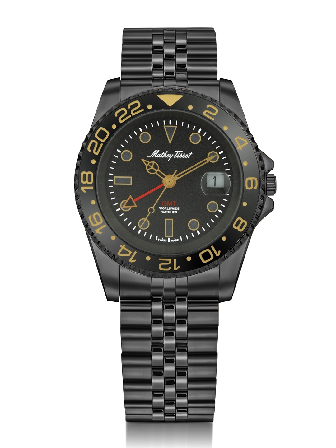 

Mathey-Tissot Swiss Made Vintage GMT Black Dial Analog Watch For Men - H903NN