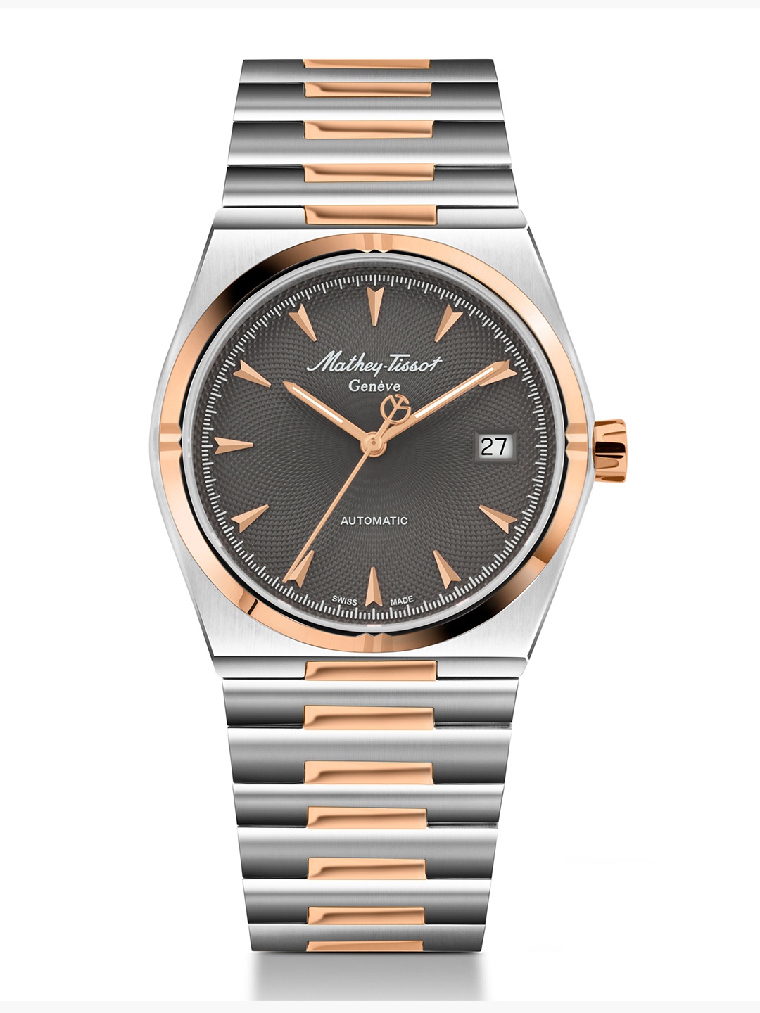 

Mathey-Tissot Men Textured Swiss Made Zeus Grey Dial Automatic Watch For Men - H118ATRS, Brown