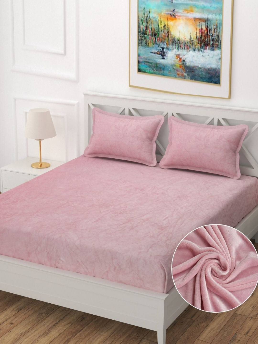 

Innovative Edge Pink Velvet 300 TC Fitted King Bedsheet Set 1.98 m x 1.82 m