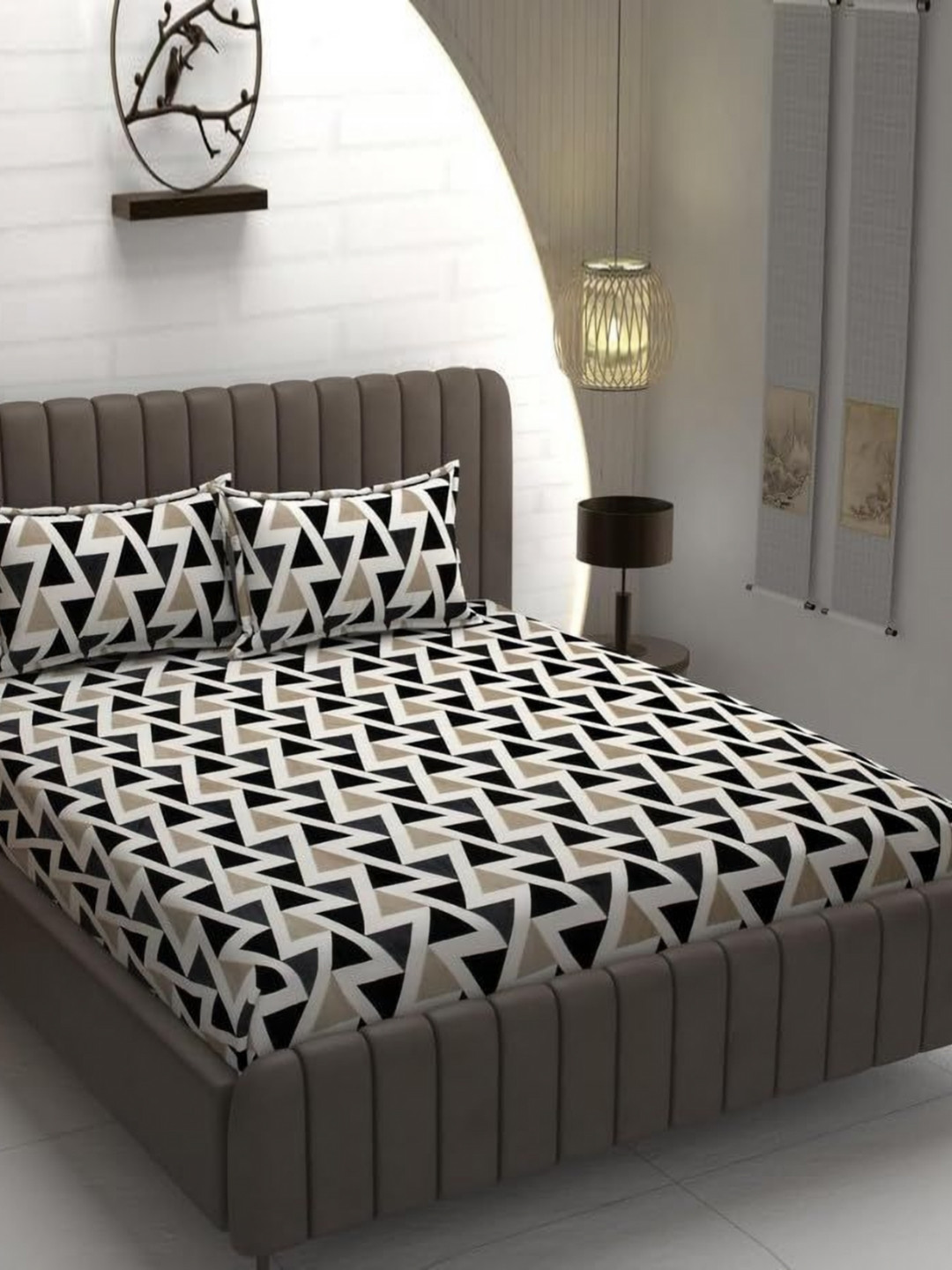 

Innovative Edge White Printed Velvet 300 TC Fitted King Bedsheet Set 1.98 x 1.82 m