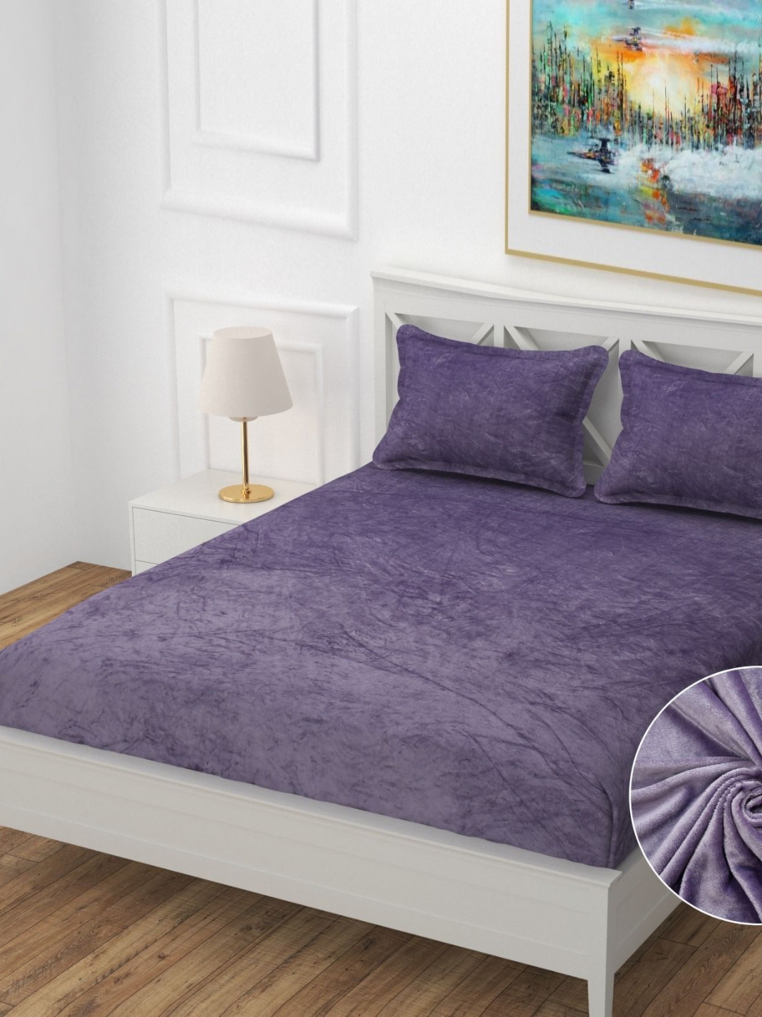 

Innovative Edge Purple Velvet 300 TC Fitted King Bedsheet Set 1.98 m x 1.82 m