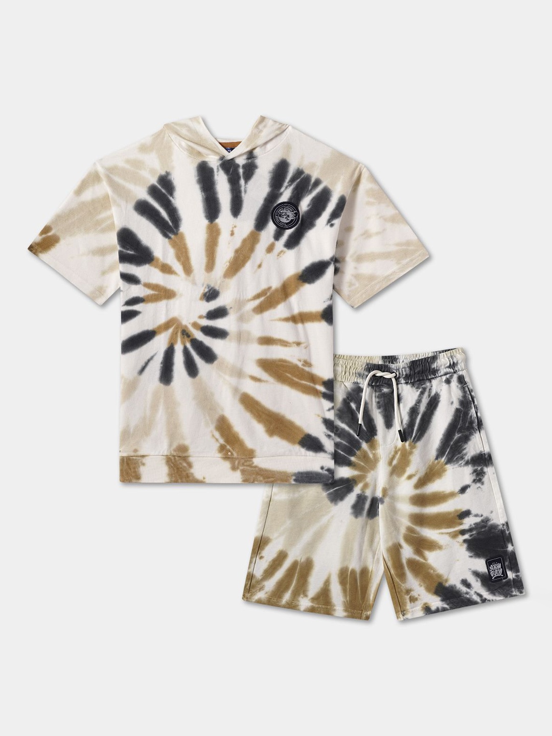 

R&B Dyed Hooded T-shirt with Shorts, White